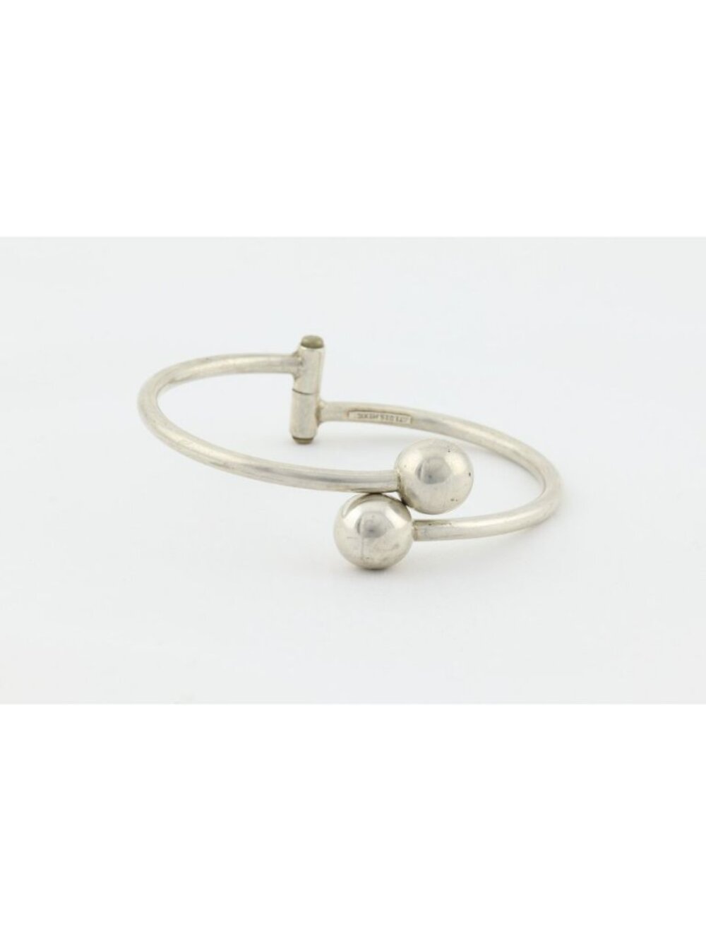 Sterling Silver Ball Bead Cuff Bangle Bracelet Opens 7" inch - Picture 7 of 7